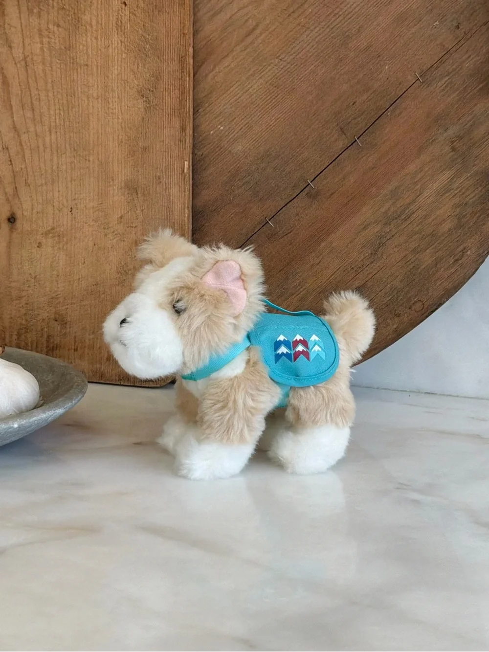 American Girl Tan and White Plush Pony with Teal Saddle
